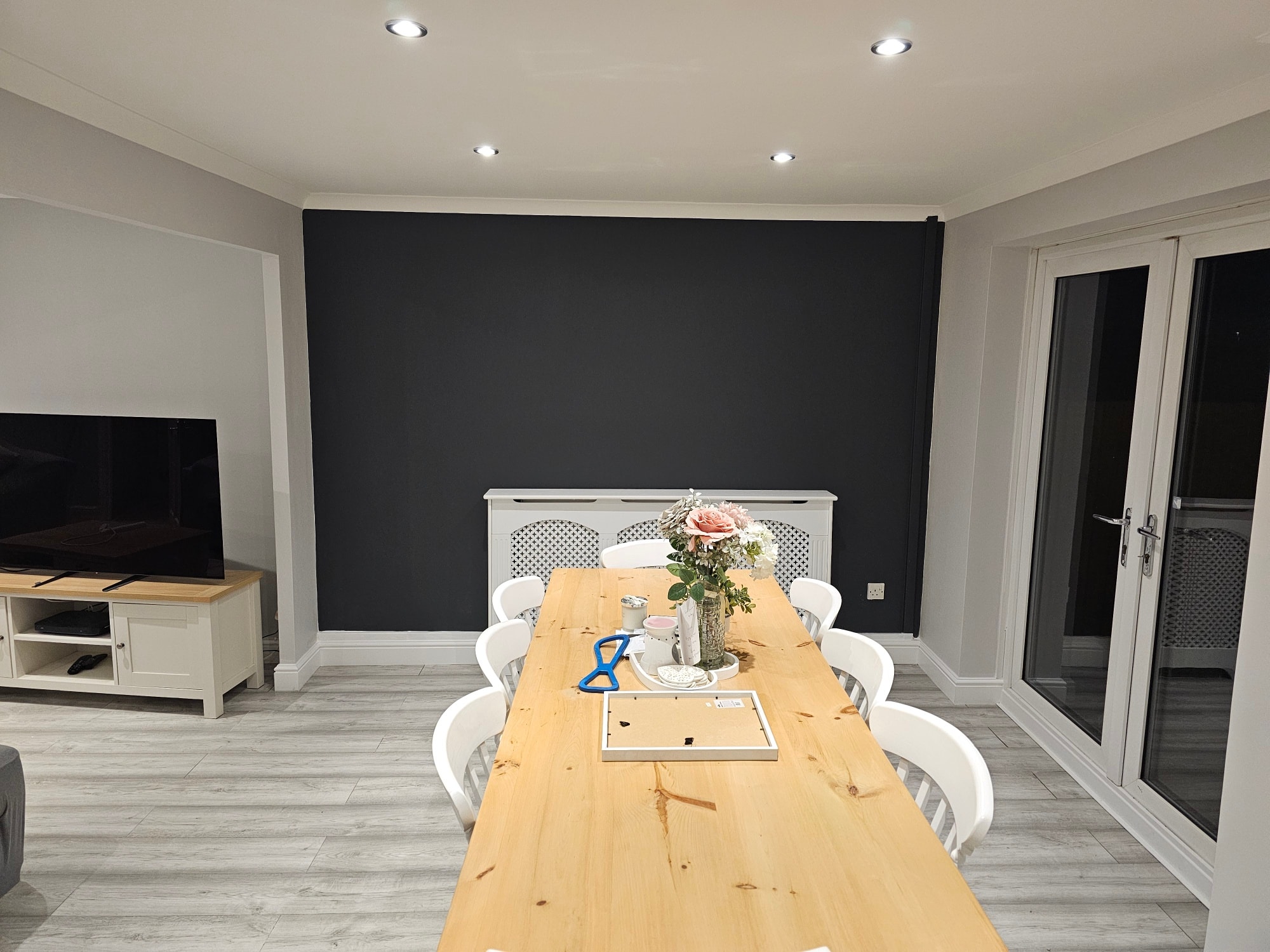 Dark feature wall in family dining room — feature wall painting — serving Monmouthshire